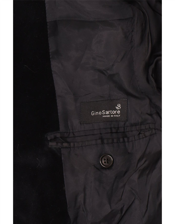 Gino Sartore Mens 3 Button Velvet Blazer Jacket UK 36 Small Black
