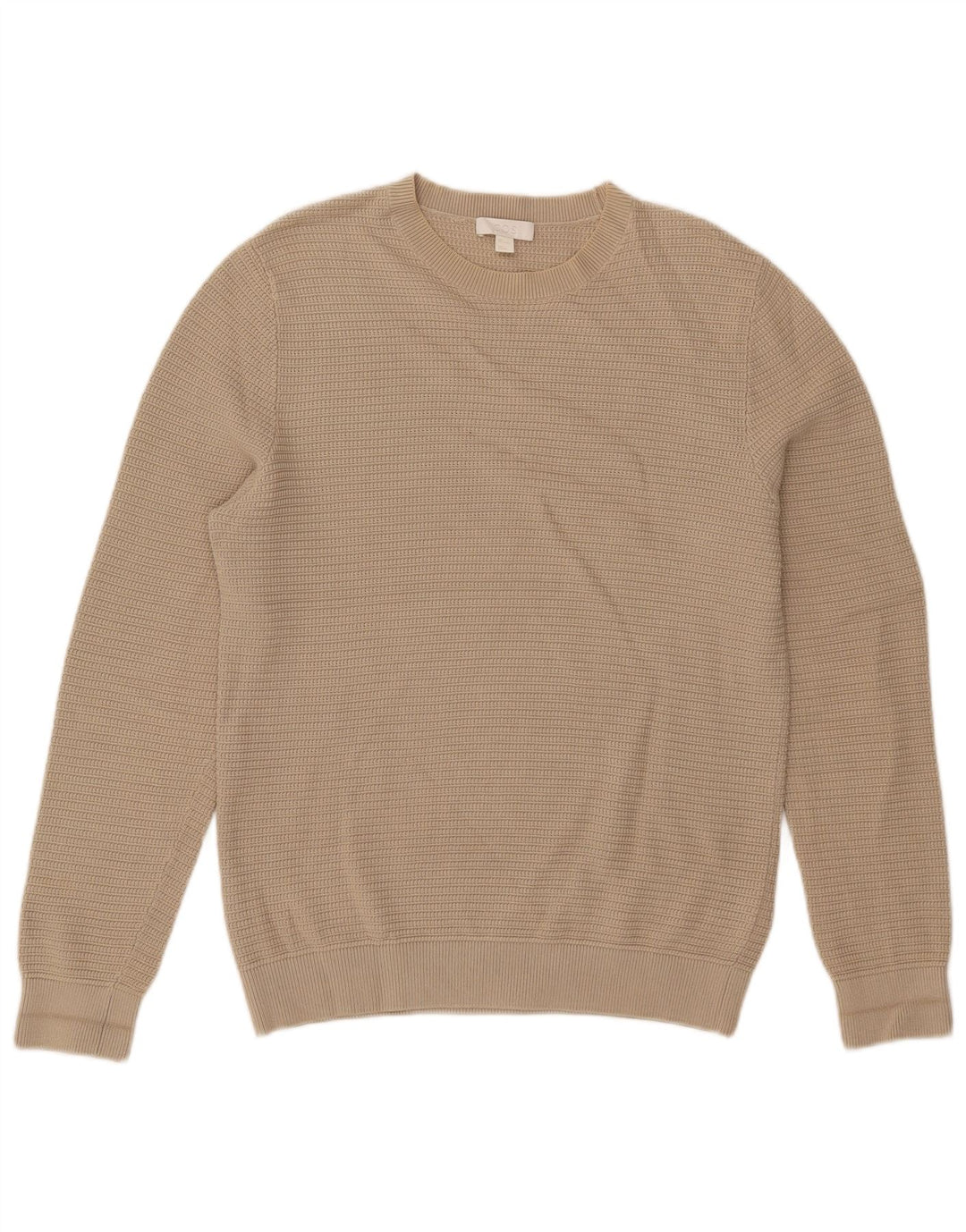 Cos Mens Boat Neck Jumper Sweater Small Beige Cotton
