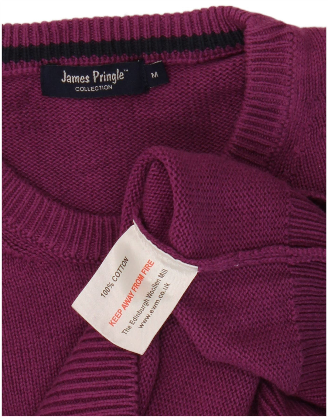 JAMES PRINGLE Mens Crew Neck Jumper Sweater Medium Purple Cotton