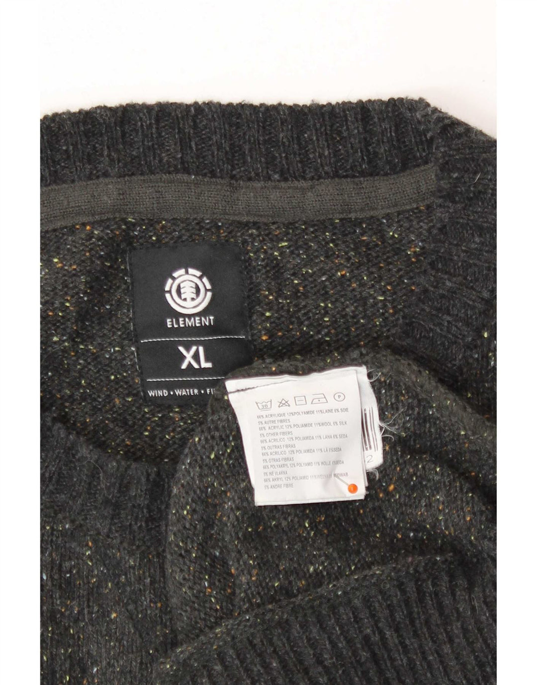 Element Mens Crew Neck Jumper Sweater XL Grey Flecked