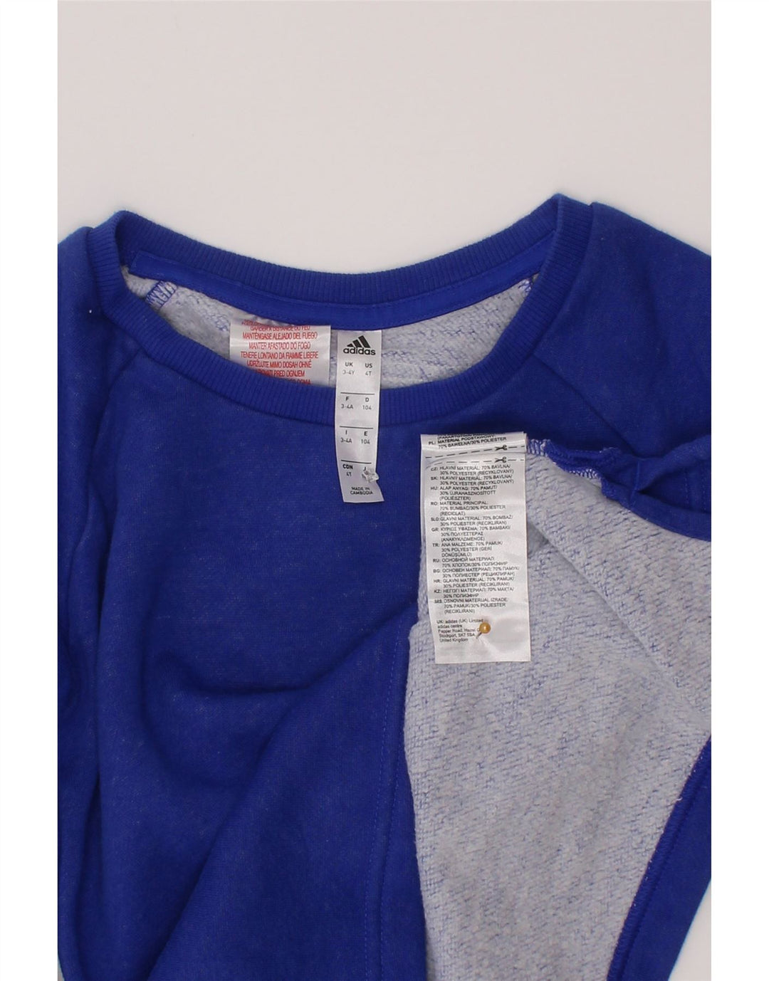 Adidas Boys Sweatshirt Jumper 3-4 Years Blue Cotton