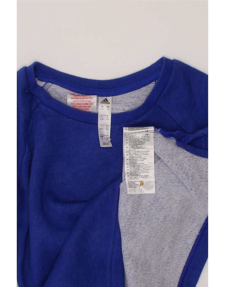 Adidas Boys Sweatshirt Jumper 3-4 Years Blue Cotton
