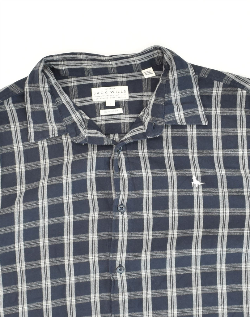 JACK WILLS Mens Classic Fit Shirt Large Navy Blue Check Cotton | Vintage Jack Wills | Thrift | Second-Hand Jack Wills | Used Clothing | Messina Hembry 