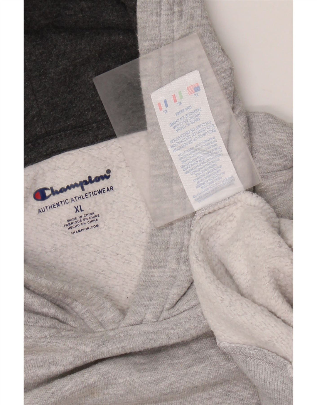 CHAMPION Womens Graphic Hoodie Jumper UK 18 XL Grey Flecked Cotton