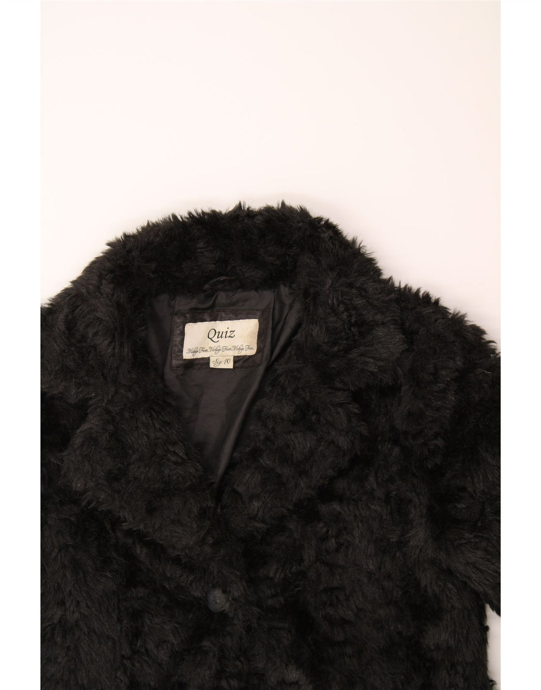 QUIZ Womens Oversized Faux Fur Coat UK 10 Small Black Modacryl Vintage Quiz and Second-Hand Quiz from Messina Hembry 