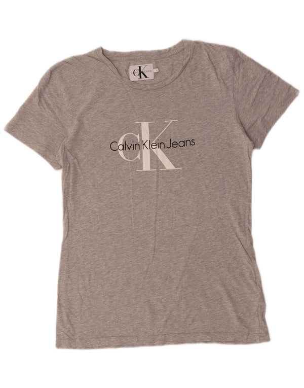 Calvin Klein Jeans Mens Graphic T-Shirt Top UK 14 Large Grey Cotton