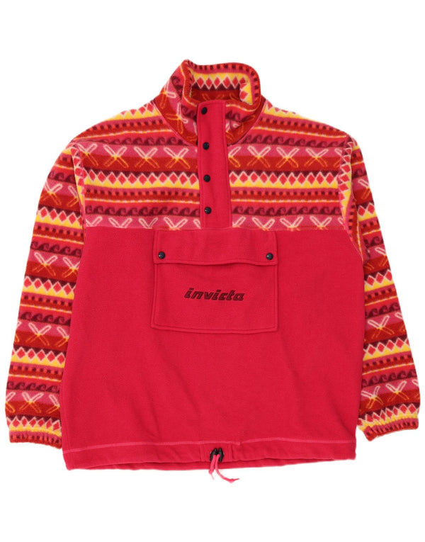 Invicta Mens Graphic Loose Fit Fleece Jumper Medium Pink Geometric
