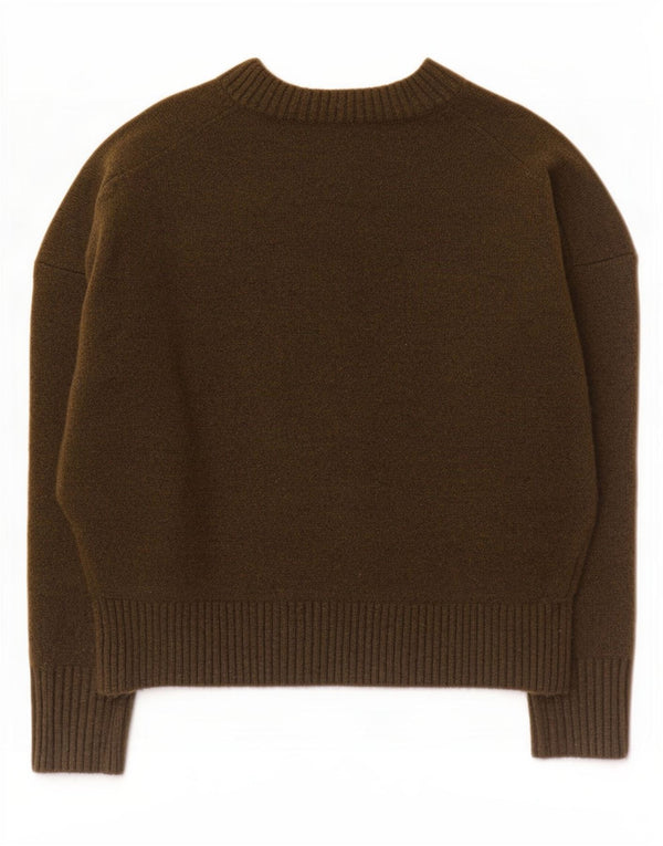Zara Womens Oversized Boat Neck Jumper Sweater UK 10 Small Khaki Acrylic