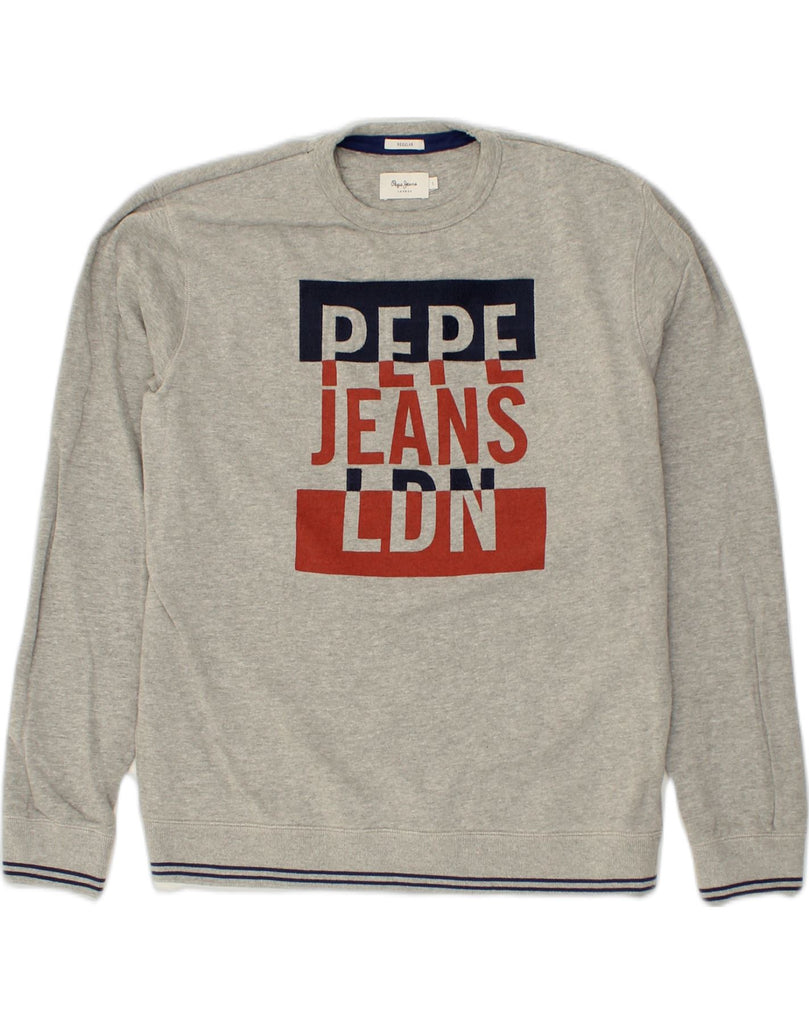 PEPE JEANS Mens Regular Fit Sweatshirt Jumper Large Grey Cotton | Vintage PEPE Jeans | Thrift | Second-Hand PEPE Jeans | Used Clothing | Messina Hembry 