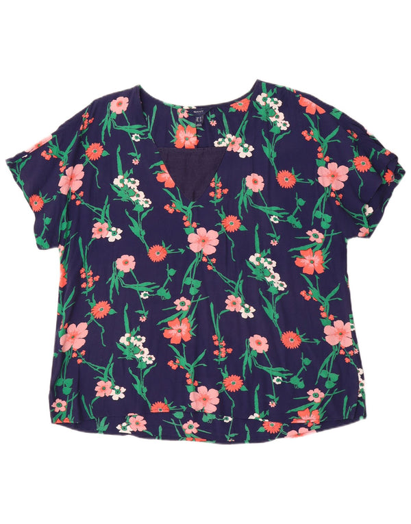 Gant Womens Blouse Top UK 16 Large Navy Blue Floral