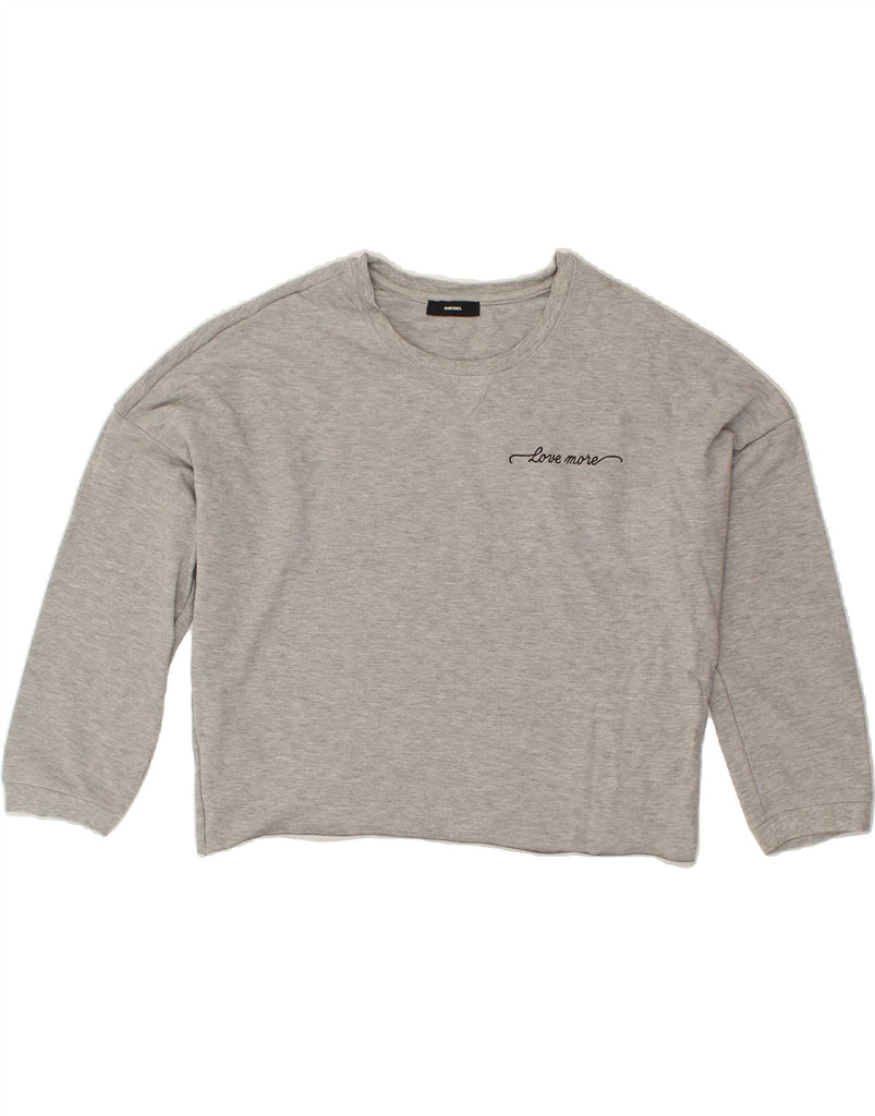 DIESEL Womens Crop Sweatshirt Jumper UK 6 XS  Grey Cotton | Vintage Diesel | Thrift | Second-Hand Diesel | Used Clothing | Messina Hembry 