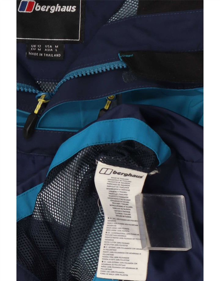 Berghaus Womens Hooded Rain Jacket UK 12 Medium Blue Polyamide
