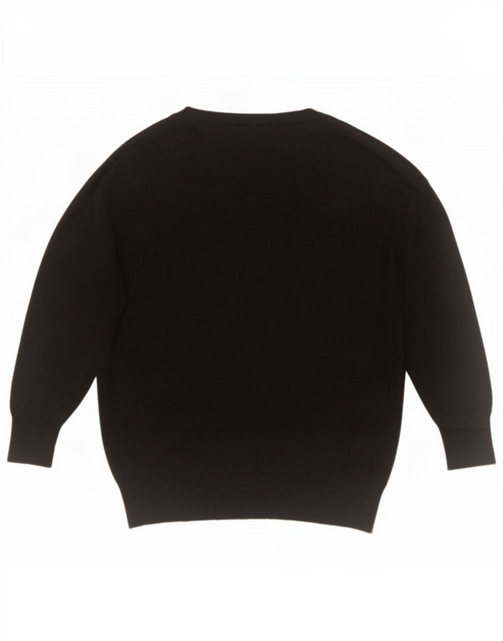 Zara Womens Oversized V-Neck Jumper Sweater UK 10 Small Black Polyester
