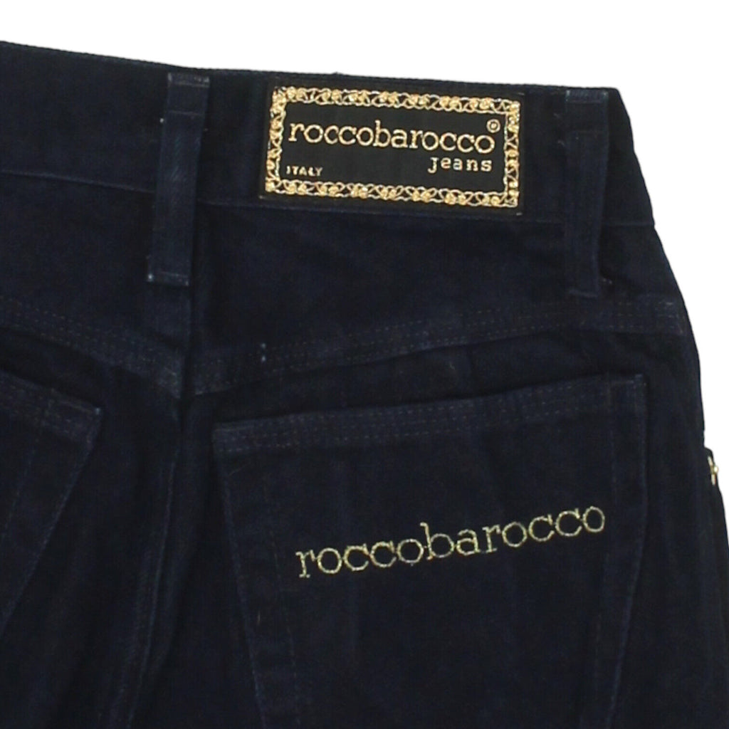 Roccobarocco Womens Navy High Waisted Slim Leg Jeans | Vintage Designer Denim | Vintage Messina Hembry | Thrift | Second-Hand Messina Hembry | Used Clothing | Messina Hembry 