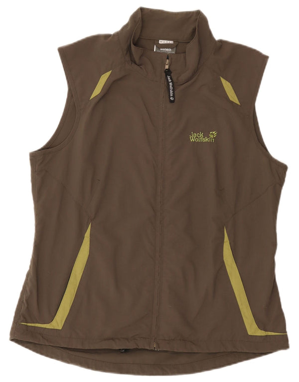Jack Wolfskin Womens Sleeveless Tracksuit Top Jacket UK 14/16 Large Brown