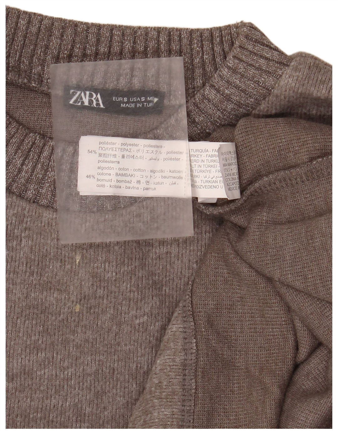 Zara Womens Oversized Crew Neck Jumper Sweater UK 10 Small Grey Polyester