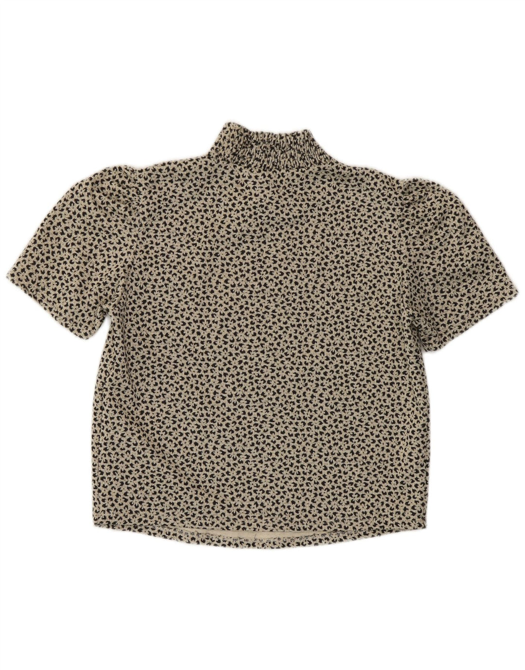 Zara Womens Crop Blouse Top UK 14 Large Grey Animal Print Polyester