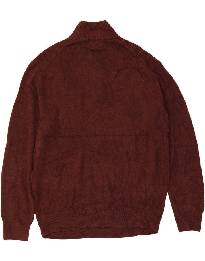 DOCKERS Mens Zip Neck Jumper Sweater Large Brown Acrylic Vintage Dockers and Second-Hand Dockers from Messina Hembry 