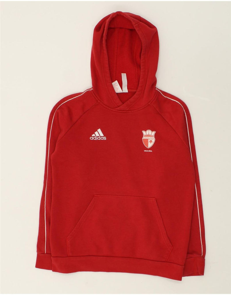 ADIDAS Boys Graphic Hoodie Jumper 13-14 Years Large  Red Cotton | Vintage Adidas | Thrift | Second-Hand Adidas | Used Clothing | Messina Hembry 