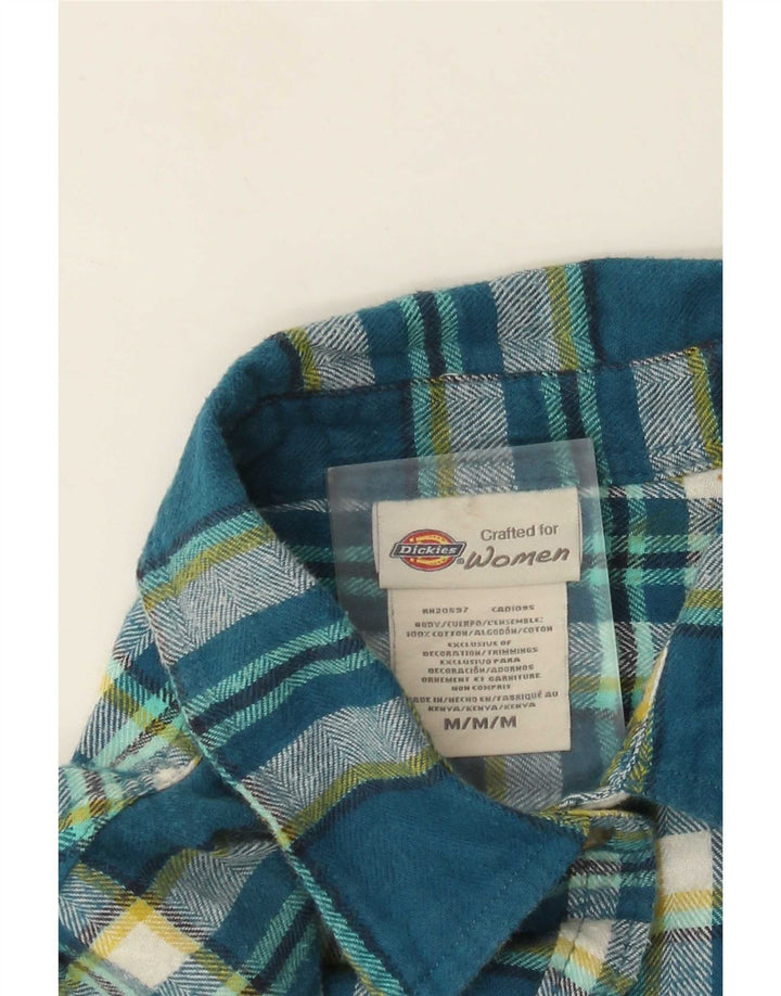 Dickies Womens Flannel Shirt UK 14 Medium Blue Plaid Cotton