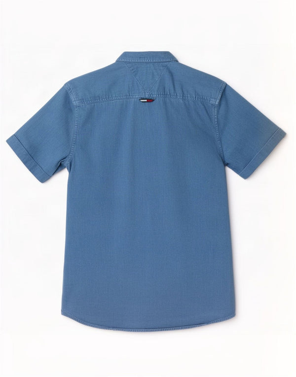Tommy Hilfiger Mens Graphic Short Sleeve Denim Shirt XS Blue Cotton