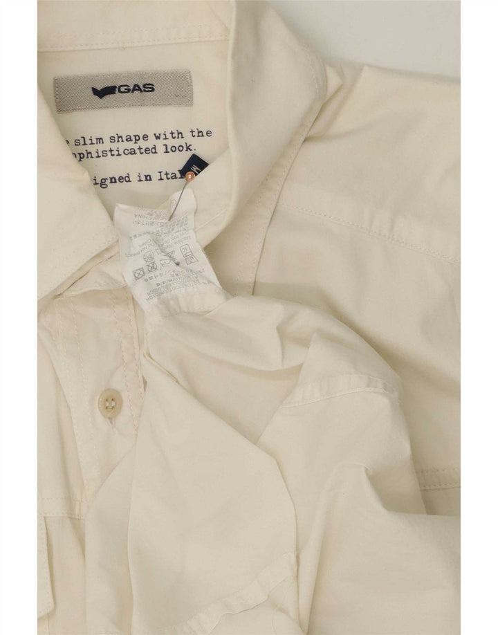 Gas Mens Short Sleeve Shirt Medium White Cotton