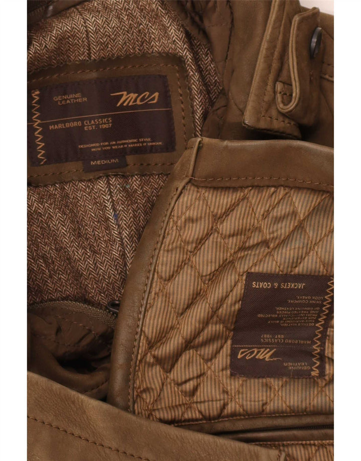 Marlboro Classics Mens Leather Jacket UK 38 Medium Brown