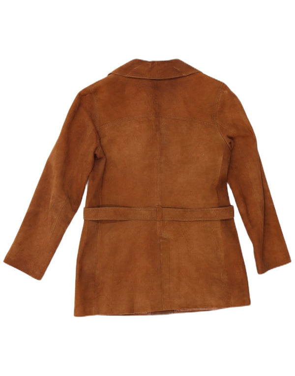 Vintage Womens Suede Jacket UK 12 Medium Brown