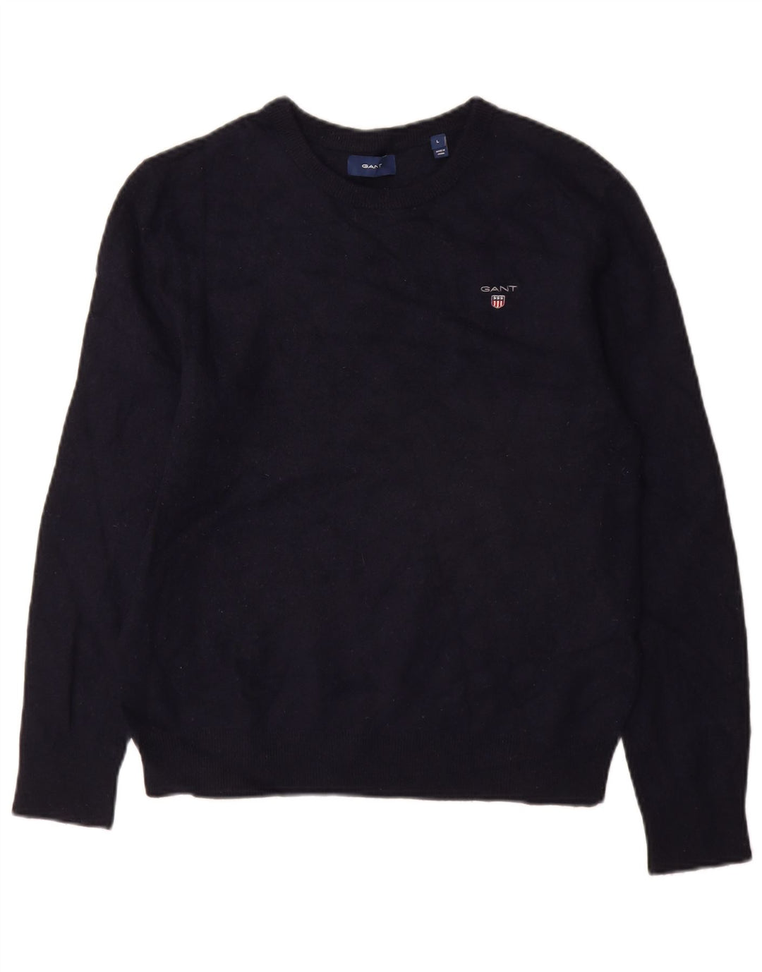 Gant Womens Crew Neck Jumper Sweater UK 14 Large Navy Blue Wool