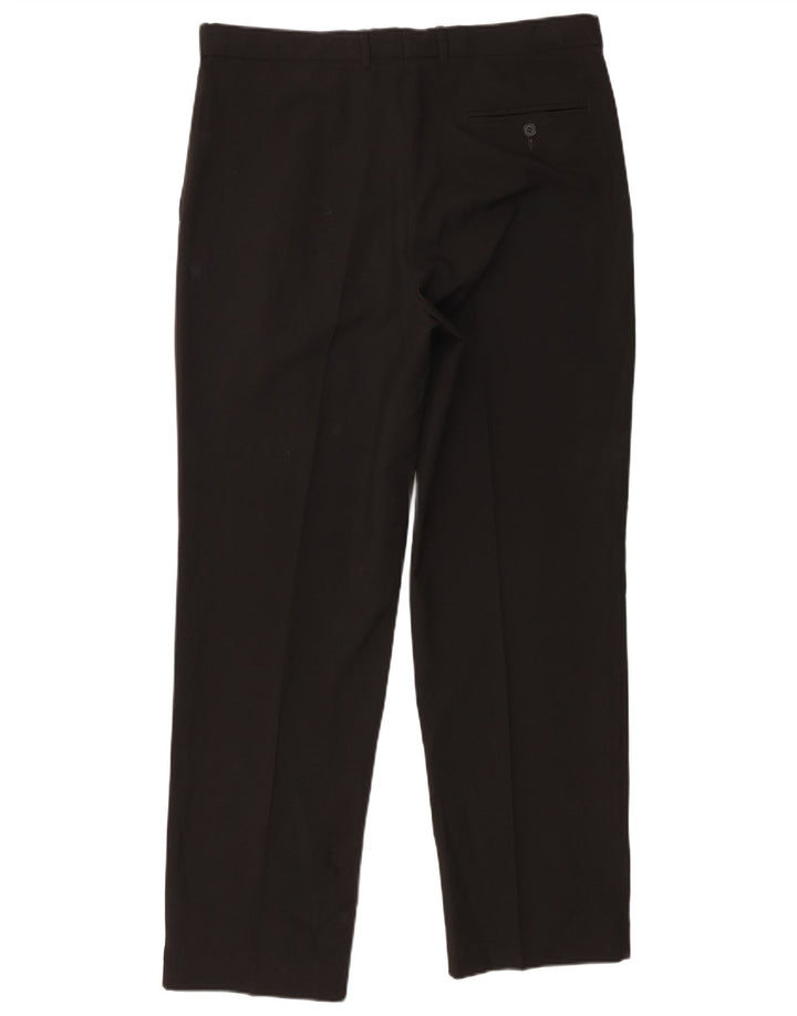 Marks & Spencer Mens Pegged Suit Trousers W36 L31 Black Polyester