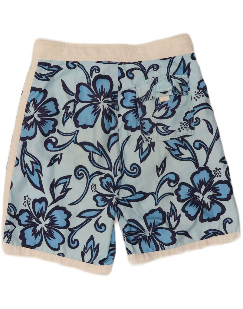 SUNDEK Mens Swimming Shorts Medium  Blue Floral Polyester Vintage Sundek and Second-Hand Sundek from Messina Hembry 