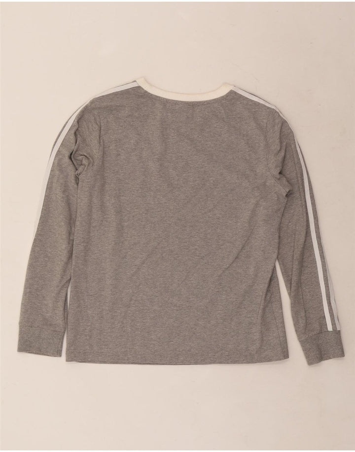 Adidas Womens Top Long Sleeve UK 12 Medium Grey Flecked Cotton