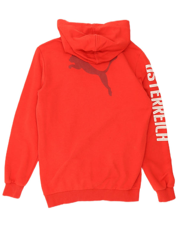 Puma Boys Graphic Hoodie Jumper 15-16 Years Red Cotton