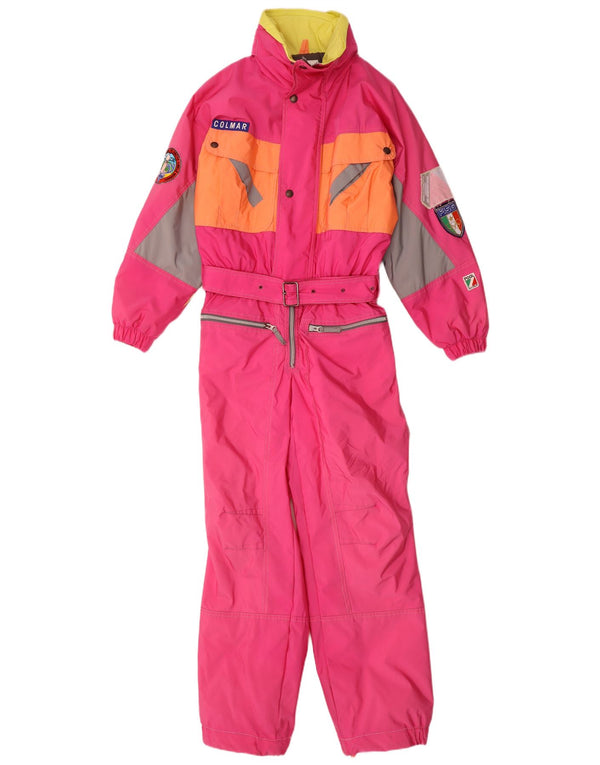 Colmar Womens Graphic Ski Jumpsuit IT 42 Small Pink Colourblock Polyamide