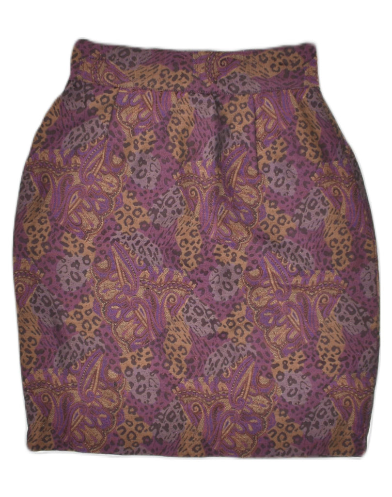 VINTAGE Womens Pencil Skirt W24 XS Purple Animal Print Wool | Vintage Vintage | Thrift | Second-Hand Vintage | Used Clothing | Messina Hembry 