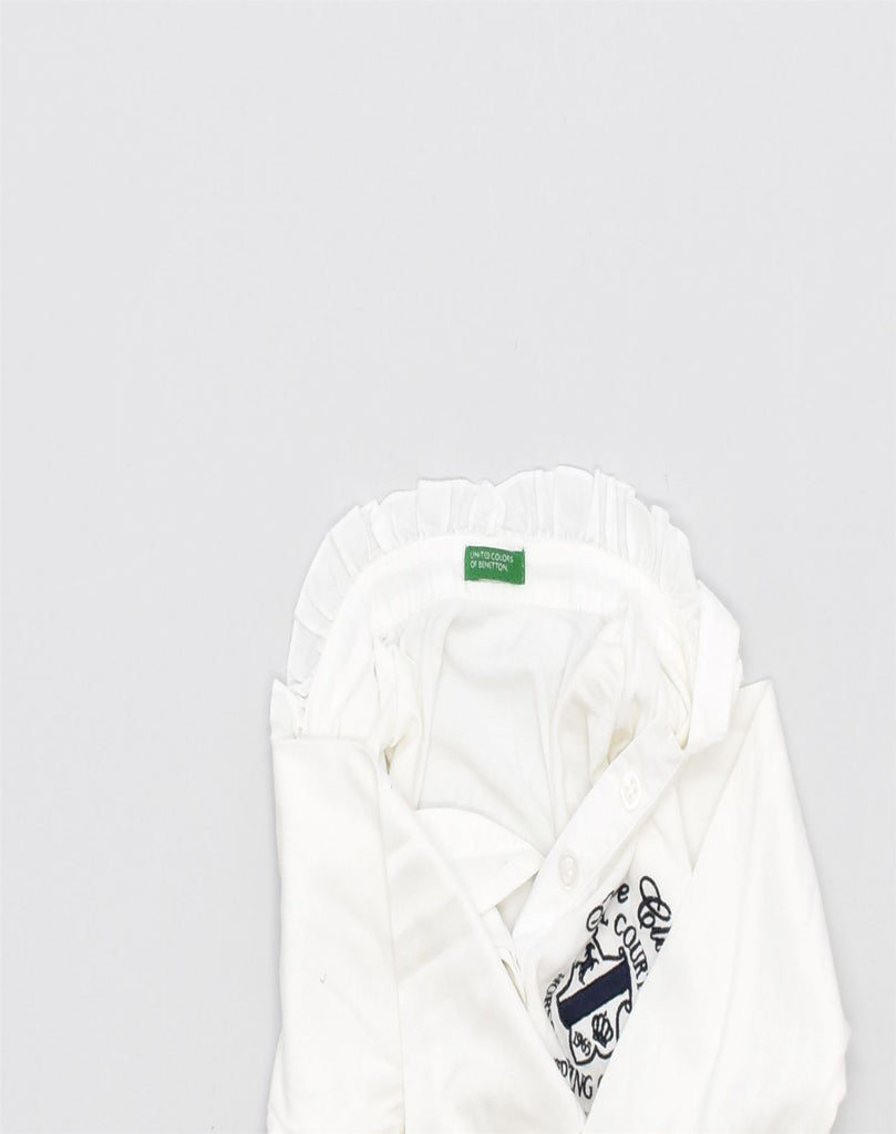 BENETTON Girls Long Sleeve Polo Shirt 3-4 Years White Cotton | Vintage | Thrift | Second-Hand | Used Clothing | Messina Hembry 