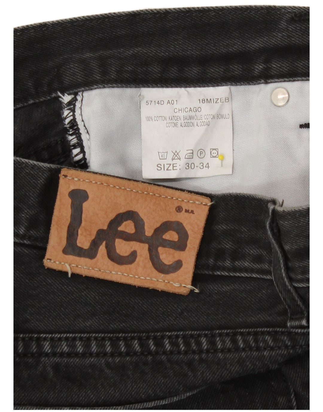 Lee Mens Chicago Straight Jeans W30 L34 Black Cotton