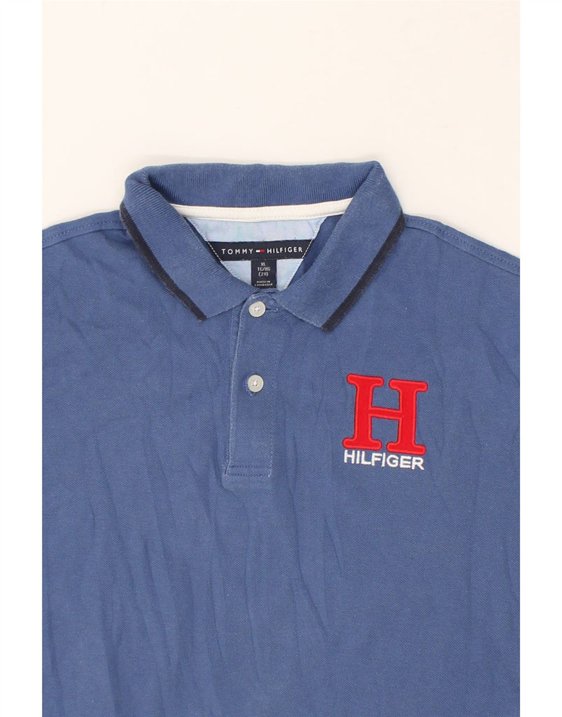TOMMY HILFIGER Boys Polo Shirt 11-12 Years XL Navy Blue Cotton | Vintage Tommy Hilfiger | Thrift | Second-Hand Tommy Hilfiger | Used Clothing | Messina Hembry 