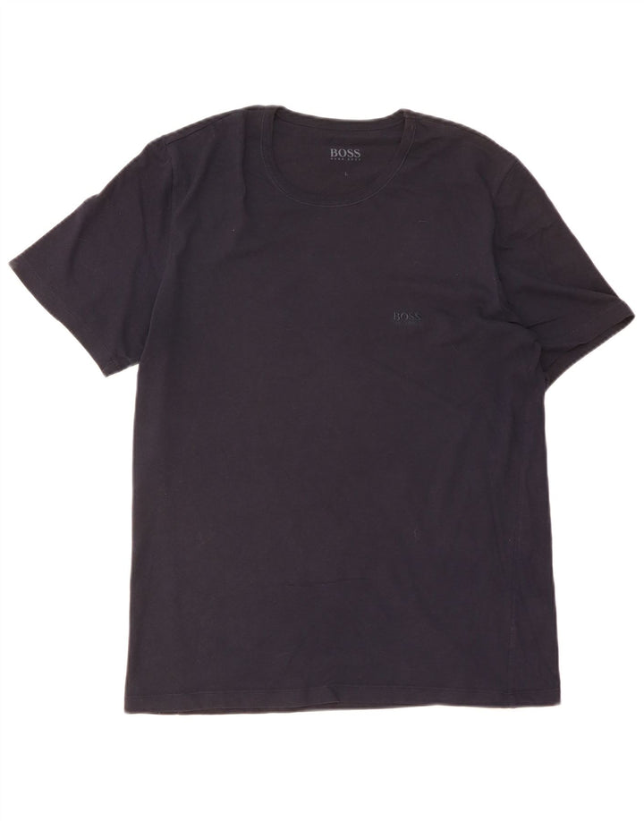 Hugo Boss Mens T-Shirt Top Large Navy Blue Cotton