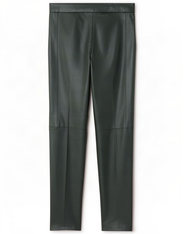 Zara Womens Skinny Faux Leather Trousers Small W26 L27 Green Polyester