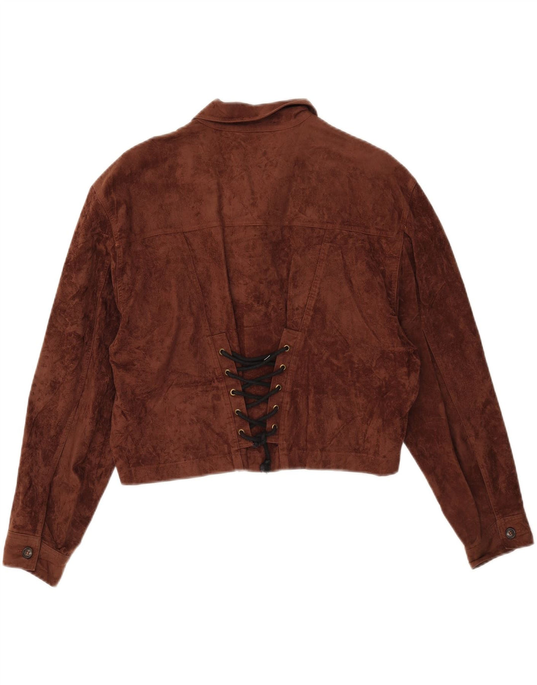 Vintage Womens Crop Suede Jacket IT 50/52 XL Brown
