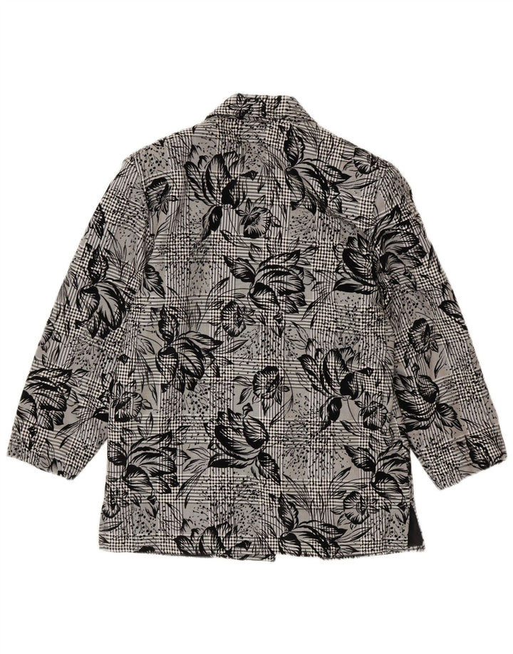 Vintage Womens 1 Button Blazer Jacket UK 14 Medium Black Floral