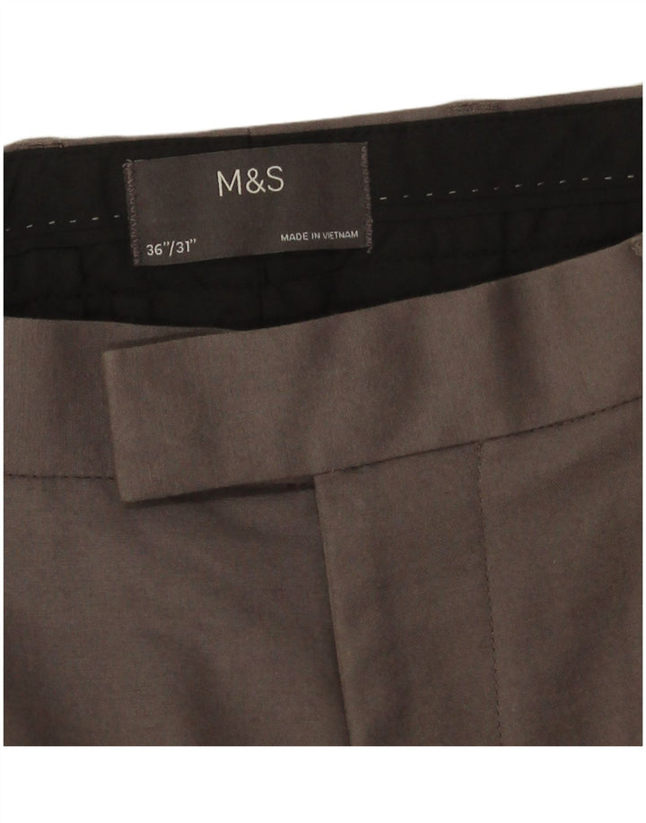 Marks & Spencer Mens Straight Suit Trousers W36 L31 Grey Cotton
