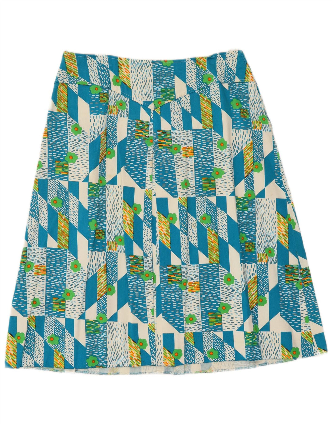 VINTAGE Womens A-Line Skirt IT 48 XL W38 Blue Geometric