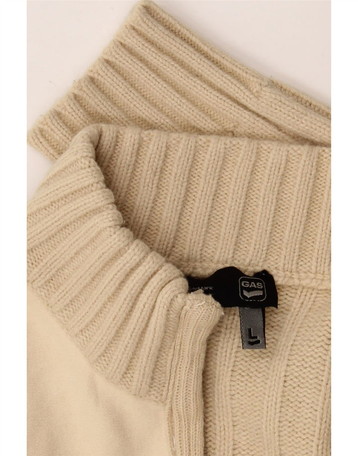 Gas Womens Cardigan Sweater UK 16 Large Beige Wool