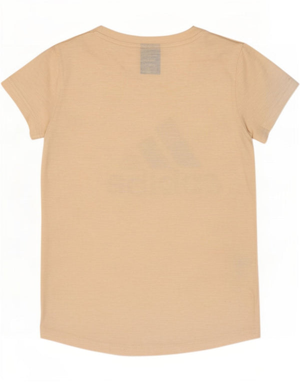 Adidas Girls Graphic T-Shirt Top 11-12 Years Beige Flecked Cotton