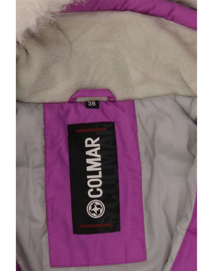 Colmar Womens Hooded Ski Jacket EU 38 Medium Purple Colourblock Polyamide