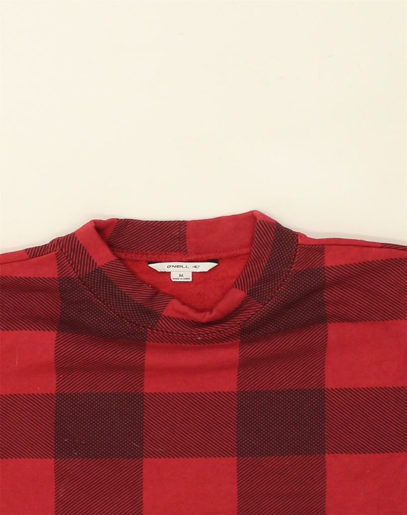 O'NEILL Womens Sweatshirt Jumper UK 14 Medium Red Check Cotton | Vintage O'Neill | Thrift | Second-Hand O'Neill | Used Clothing | Messina Hembry 