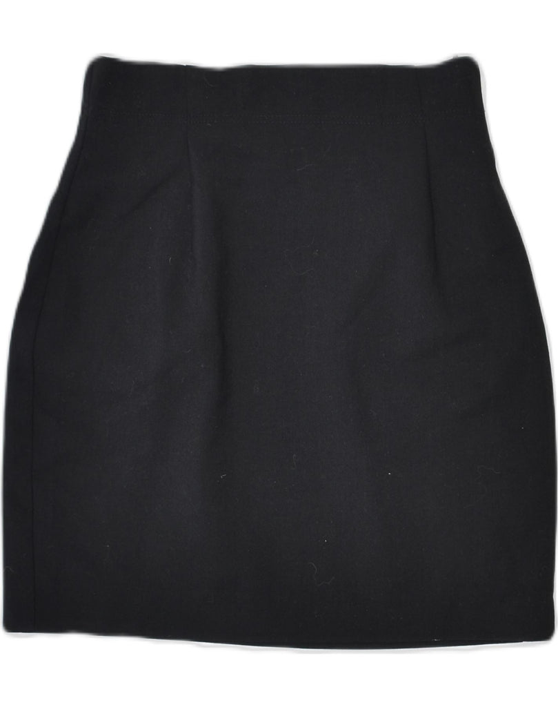 VINTAGE Womens Mini Straight Skirt IT 42 Medium W24 Black Polyester | Vintage Vintage | Thrift | Second-Hand Vintage | Used Clothing | Messina Hembry 