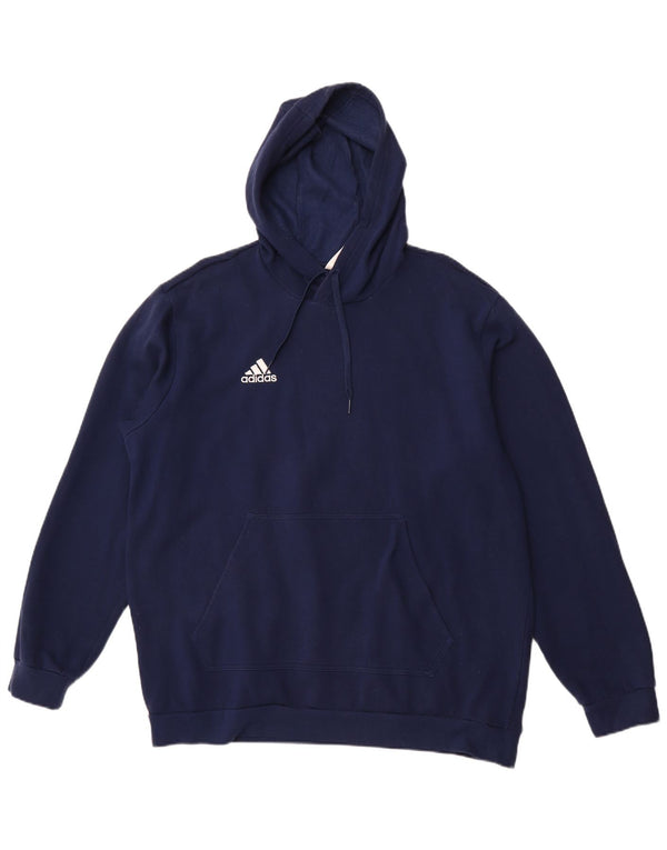 ADIDAS Mens Hoodie Jumper XL Navy Blue Cotton